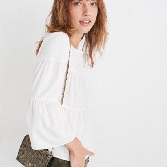 Madewell Tops - Madewell Tiered Button-Back Top in Pure White